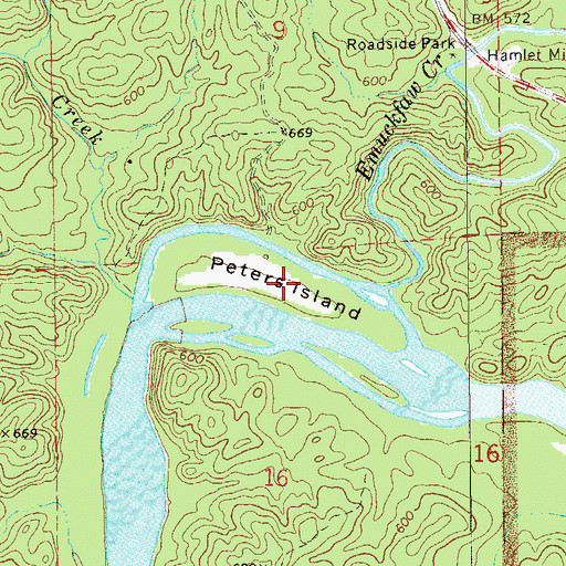 Topographic Map of Peters Island, AL