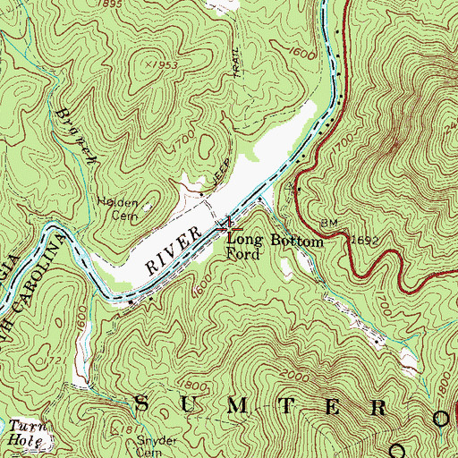 Topographic Map of Long Bottom Ford, SC