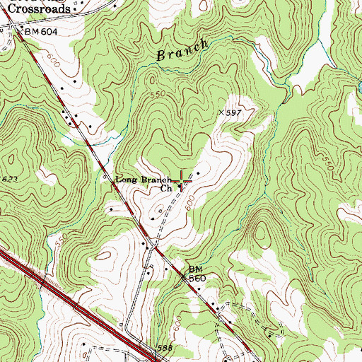 Topographic Map of Long Branch Church, SC