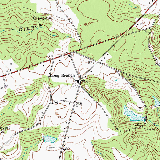 Topographic Map of Long Branch Baptist Church, SC
