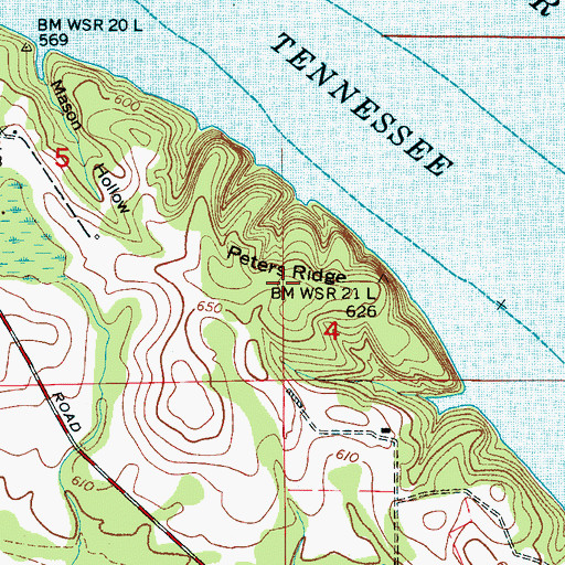Topographic Map of Peters Ridge, AL