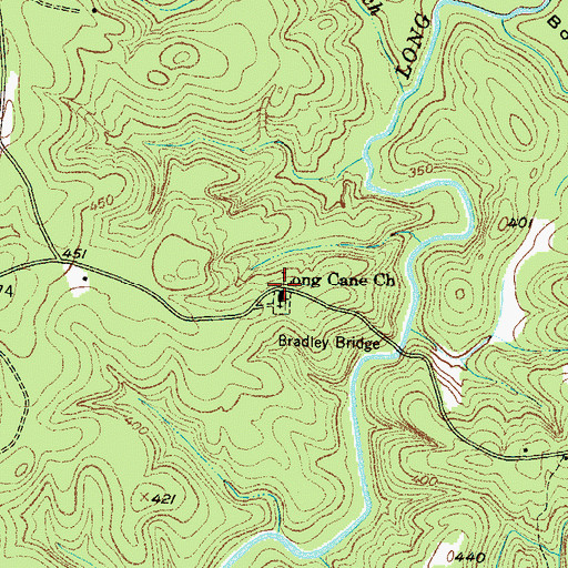 Topographic Map of Long Cane Church, SC