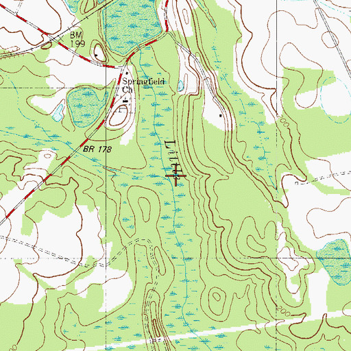 Topographic Map of Long Gall Branch, SC