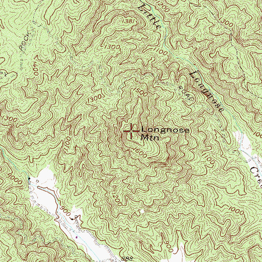 Topographic Map of Longnose Mountain, SC