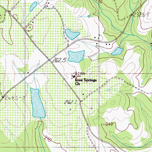 Topographic Map of Love Springs Baptist Church, SC