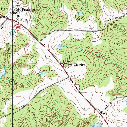 Topographic Map of Love-Charity Church, SC