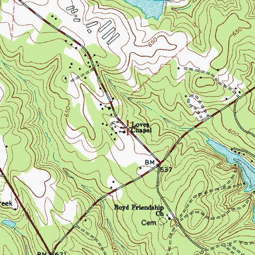 Topographic Map of Loves Chapel, SC