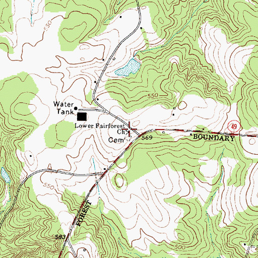 Topographic Map of Lower Fairforest Baptist Church, SC