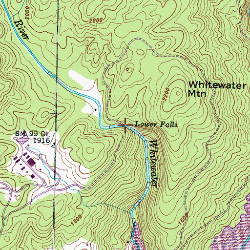 Topographic Map of Lower Falls, SC