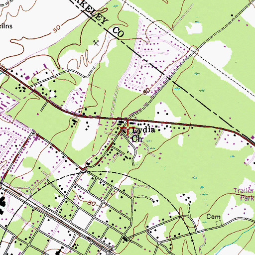 Topographic Map of Lydia Baptist Church, SC