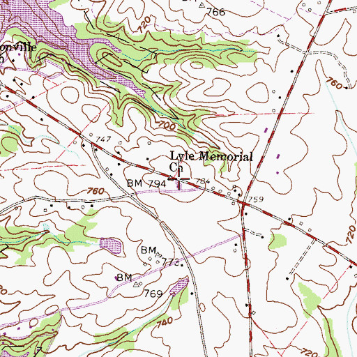 Topographic Map of Lyle Memorial Church, SC