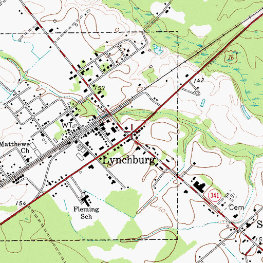 Topographic Map of Lynchburg, SC