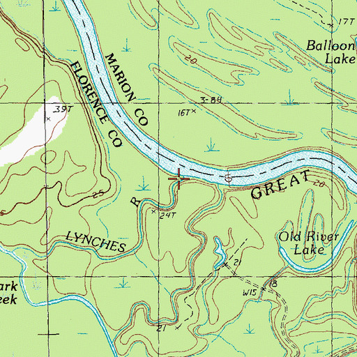 Topographic Map of Lynches River, SC