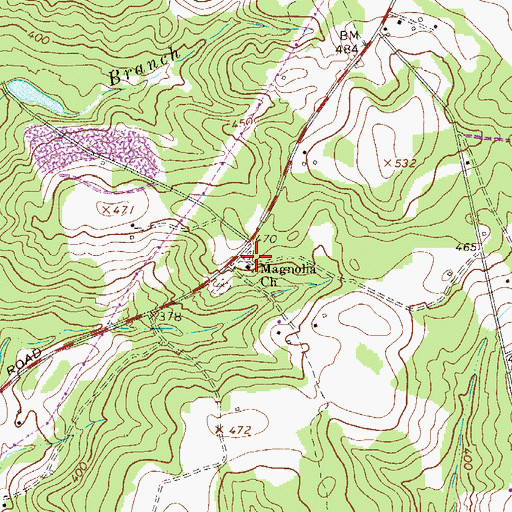 Topographic Map of Magnolia Church, SC