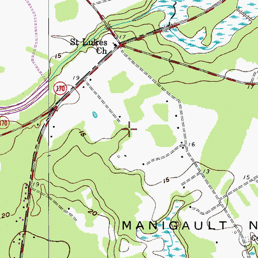 Topographic Map of Manigault Neck, SC