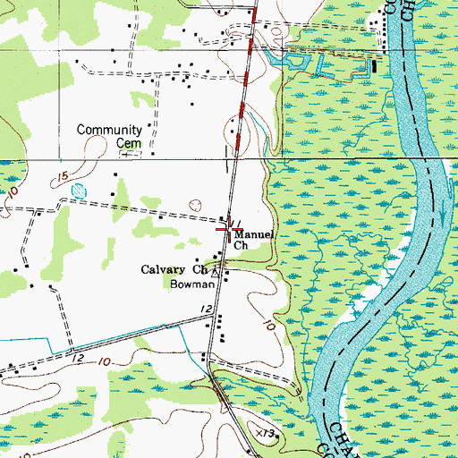 Topographic Map of Manuel Church, SC