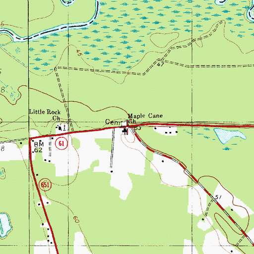 Topographic Map of Maple Cane Church, SC