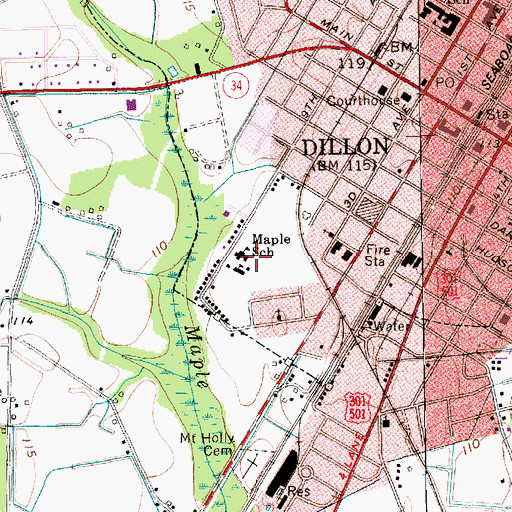Topographic Map of Martin Junior High School Maple Campus, SC