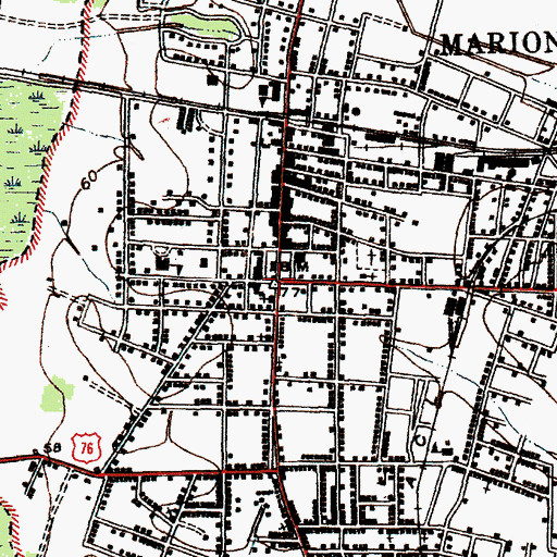 Topographic Map of Marion, SC