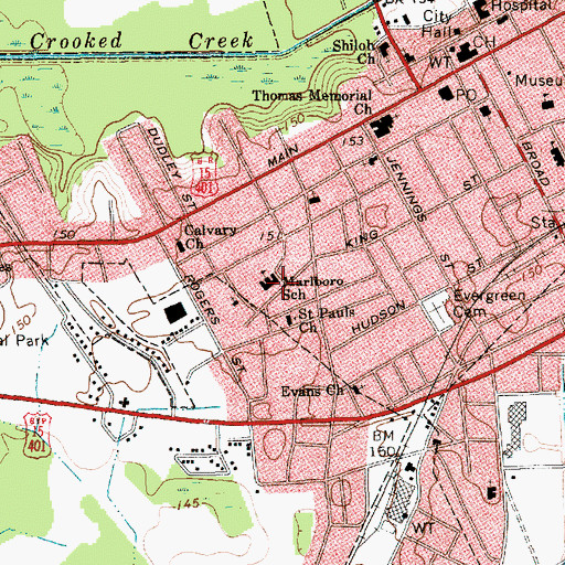 Topographic Map of Marlboro School, SC