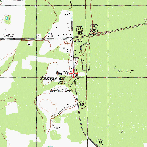 Topographic Map of Mars Bluff Firetower, SC
