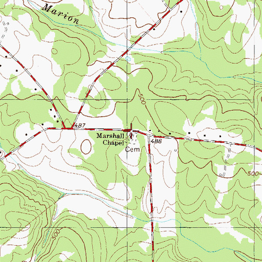 Topographic Map of Marshall Chapel, SC