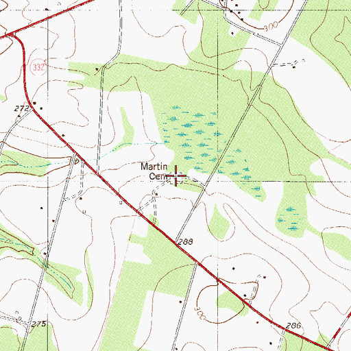 Topographic Map of Martin Cemetery, SC