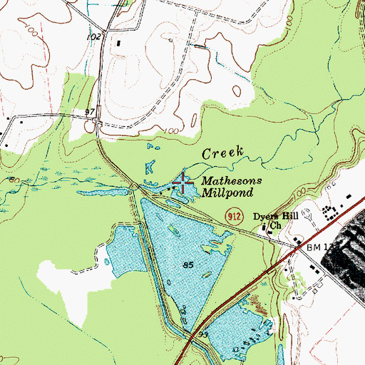 Topographic Map of Mathesons Millpond, SC