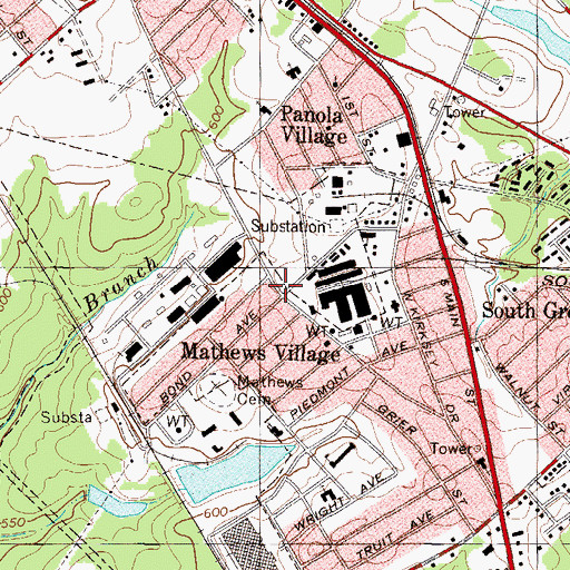 Topographic Map of Mathews Village, SC