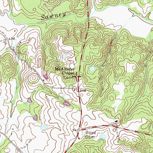 Topographic Map of McAllister Chapel, SC