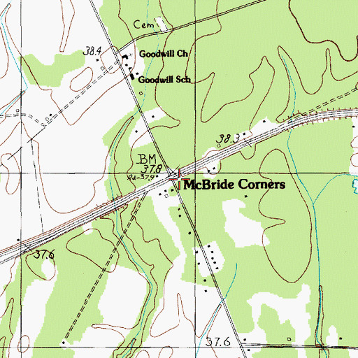 Topographic Map of McBride Corners, SC