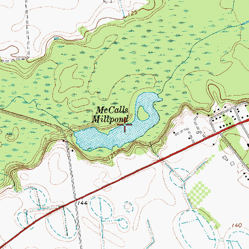 Topographic Map of McCalls Millpond, SC