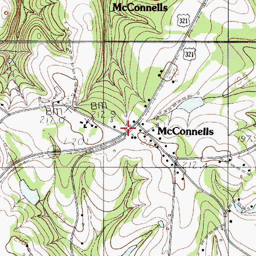 Topographic Map of McConnells, SC