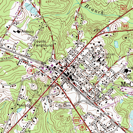 Topographic Map of McCormick, SC