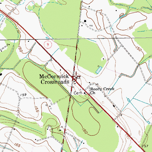 Topographic Map of McCormick Crossroads, SC