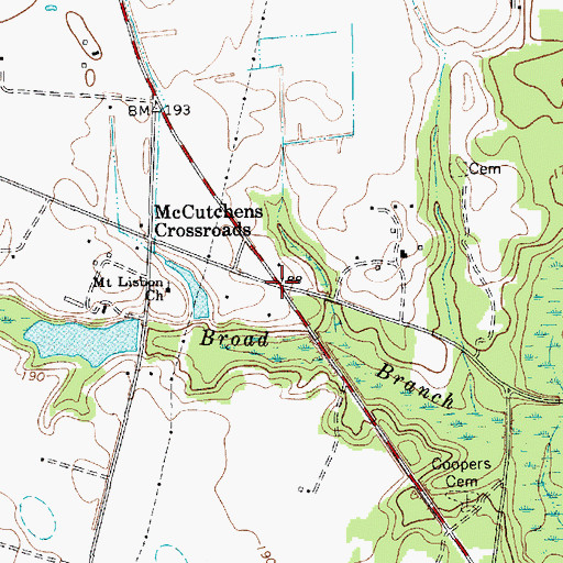 Topographic Map of McCutchens Crossroads, SC