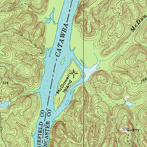 Topographic Map of McDowell Island, SC