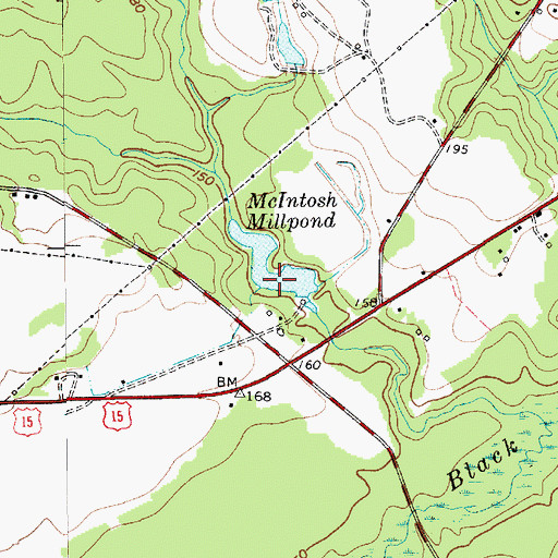 Topographic Map of McIntosh Millpond, SC