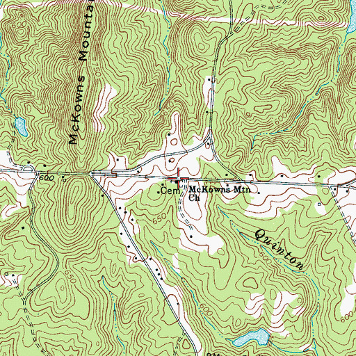 Topographic Map of McKowns Mountain Church, SC