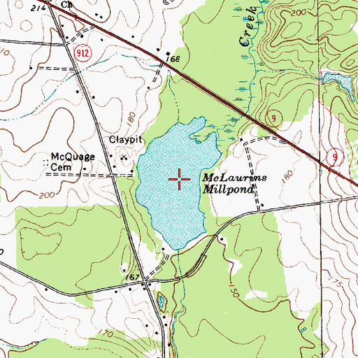 Topographic Map of McLaurins Millpond, SC