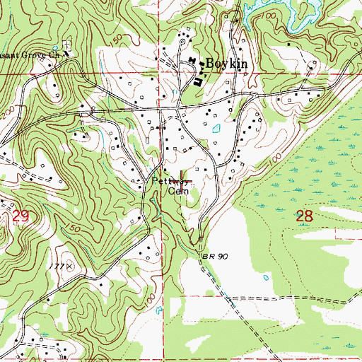 Topographic Map of Pettway Cemetery, AL