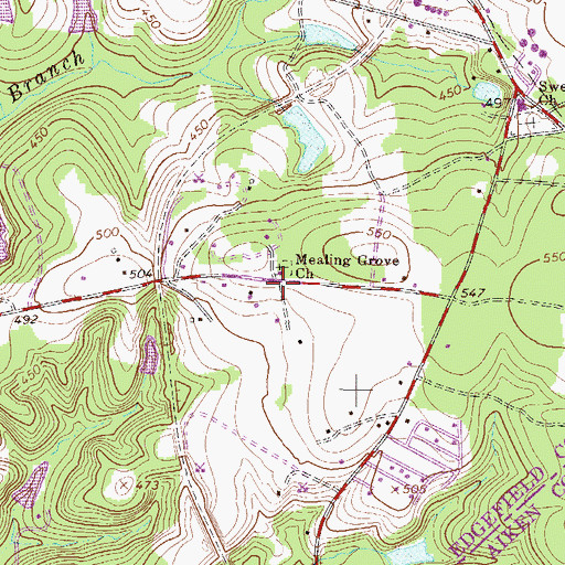 Topographic Map of Mealing Grove Baptist Church, SC
