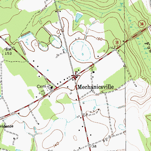 Topographic Map of Mechanicsville, SC