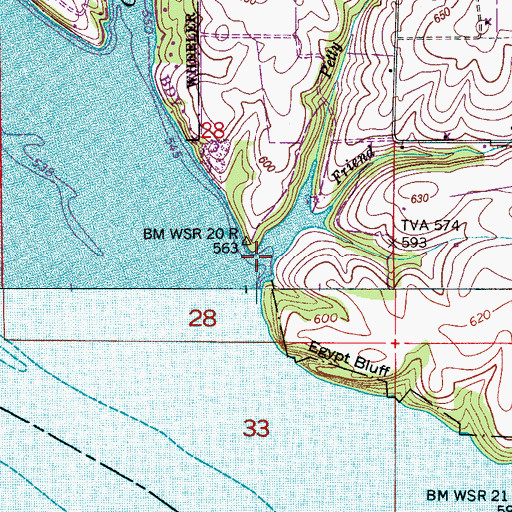 Topographic Map of Petty Branch, AL