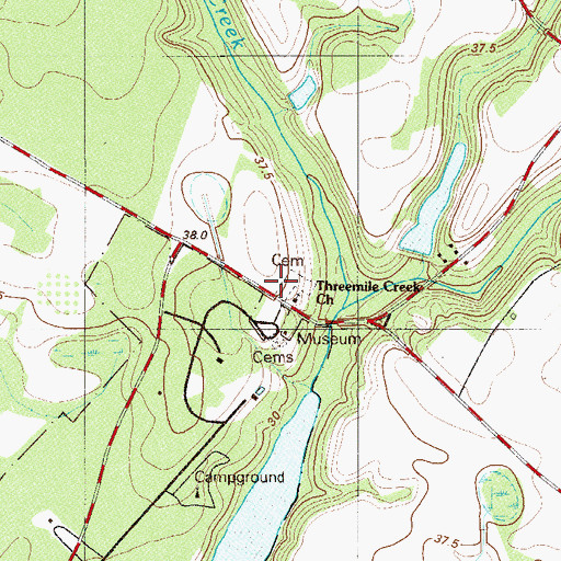 Topographic Map of Threemile Creek Church, SC