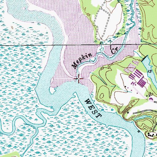 Topographic Map of Mepkin Creek, SC