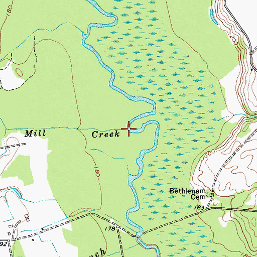 Topographic Map of Merchants Mill Creek, SC