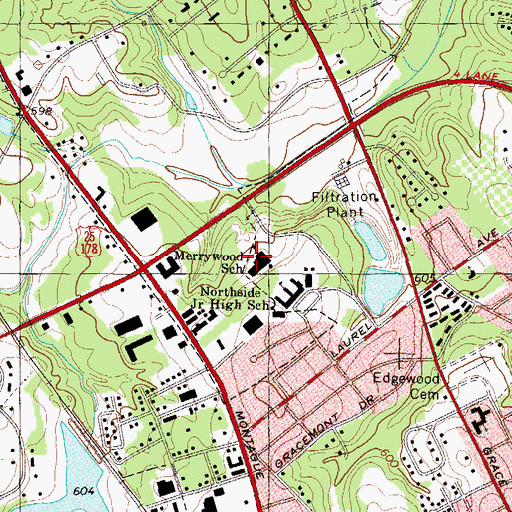 Topographic Map of Merrywood School, SC