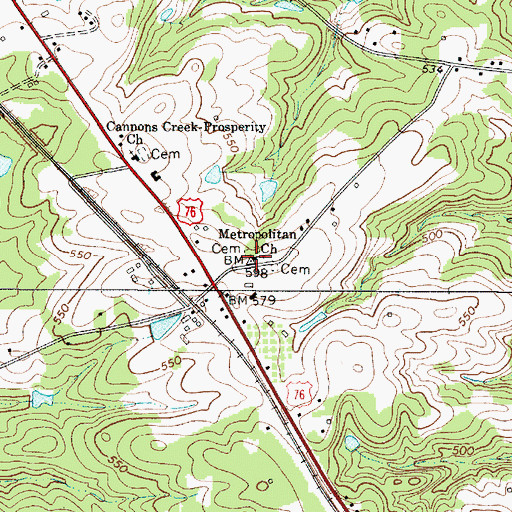 Topographic Map of Metropolitan Church, SC