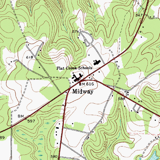 Topographic Map of Midway, SC
